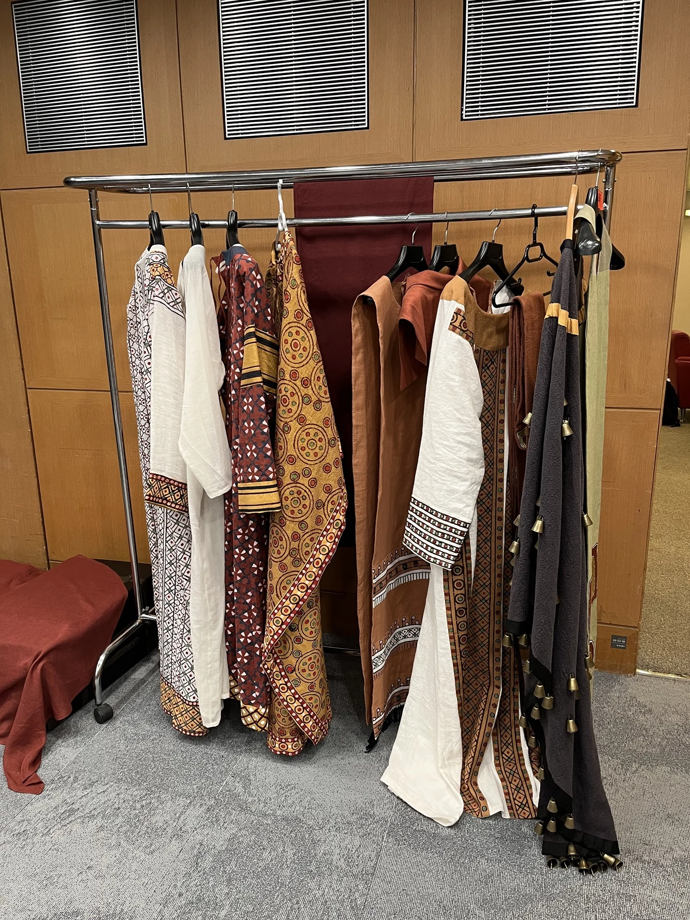 Reconstructed royal costumes from Faras on the rack