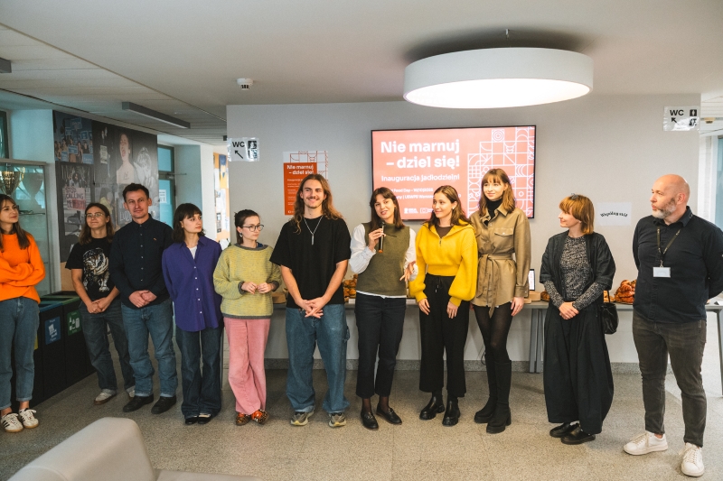 Members of the project team responsible for creating the food sharing corner at SWPS University.