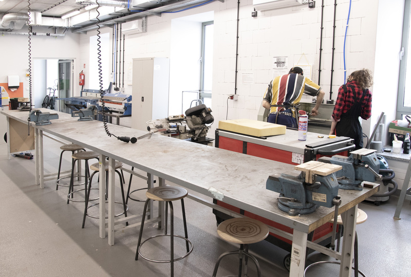 Large work table in a Metal Workshop