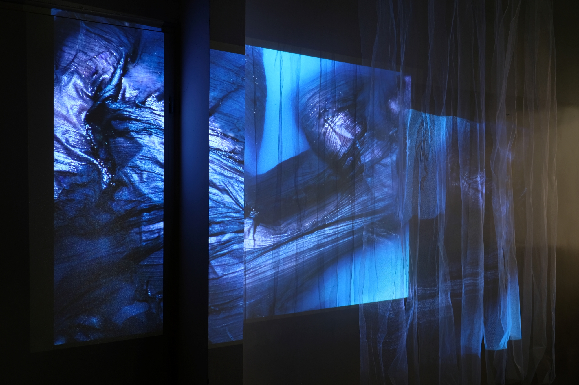 An abstract image displayed on delicate fabric