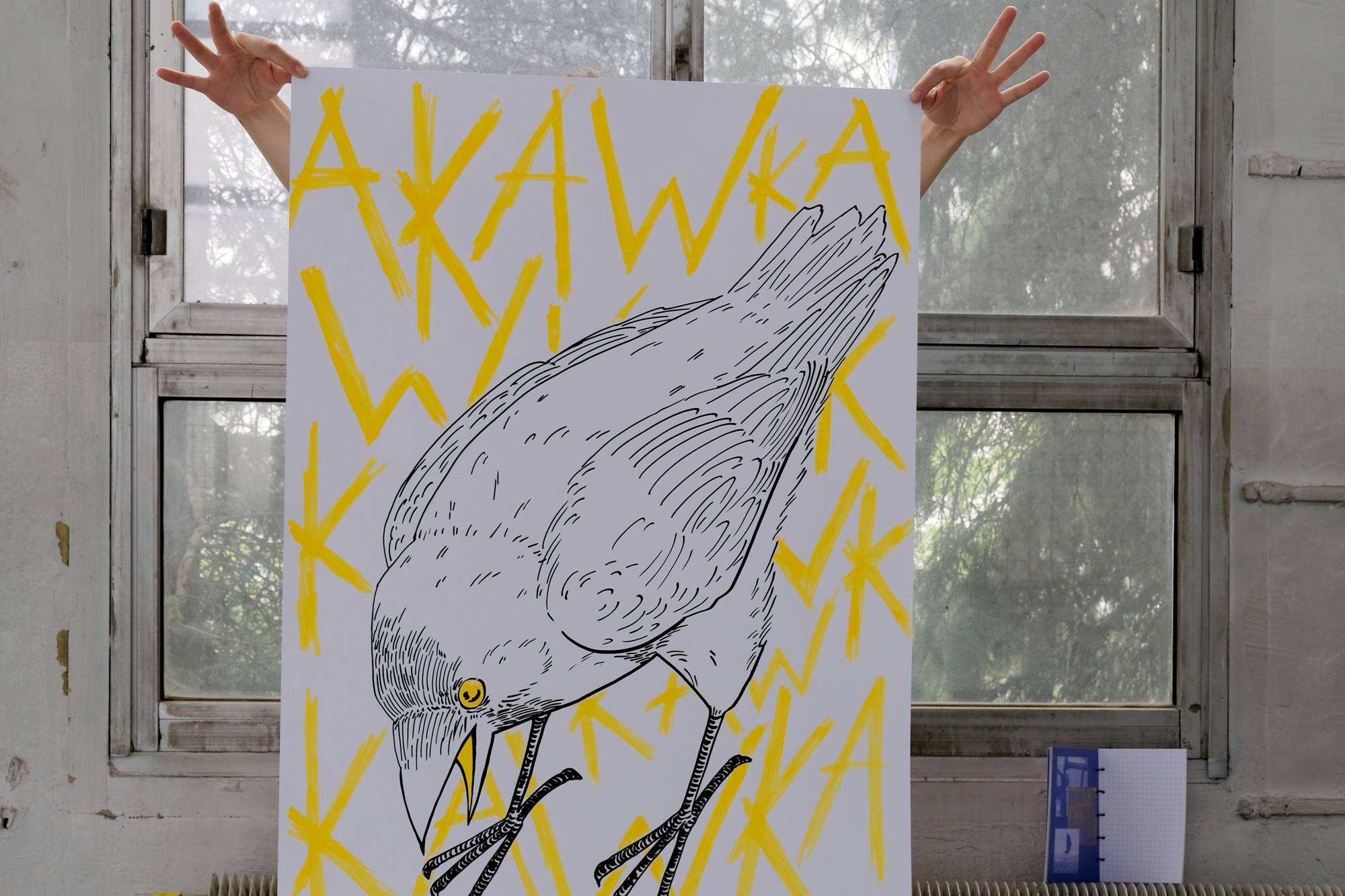 Fragment of a poster depicting a jackdaw designed by Robin Olejniczak